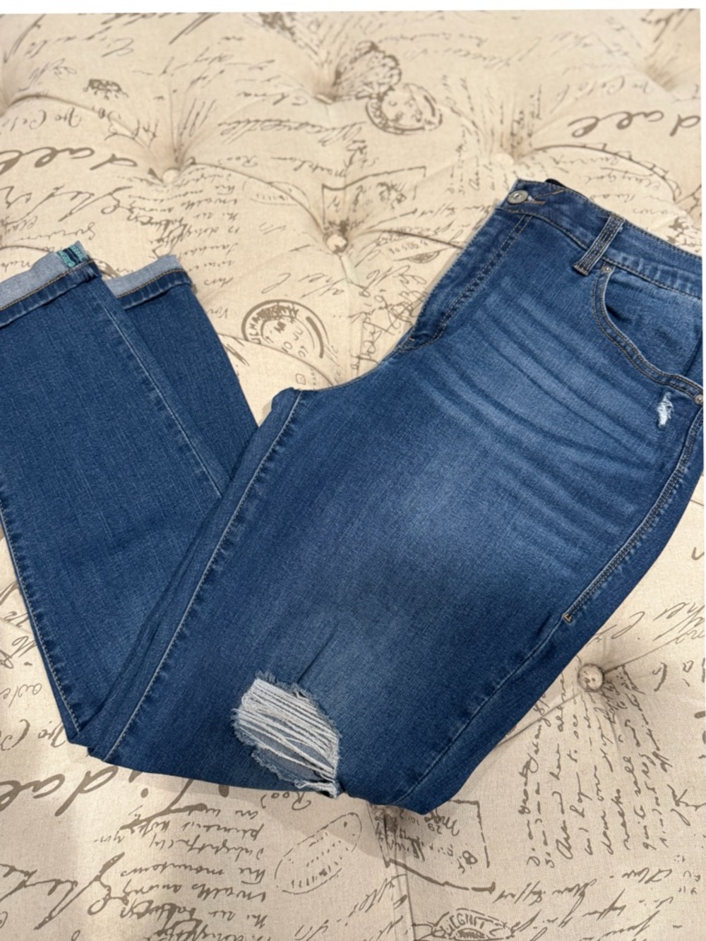 LuLaRoe Women's Dark Distressed Blue Skinny Jeans